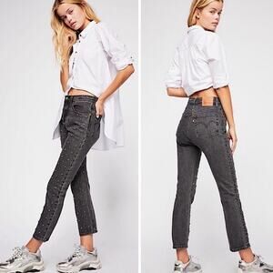 Levi's 501 Original Black Cropped Studded Rhinestone Jeans Black Size 26